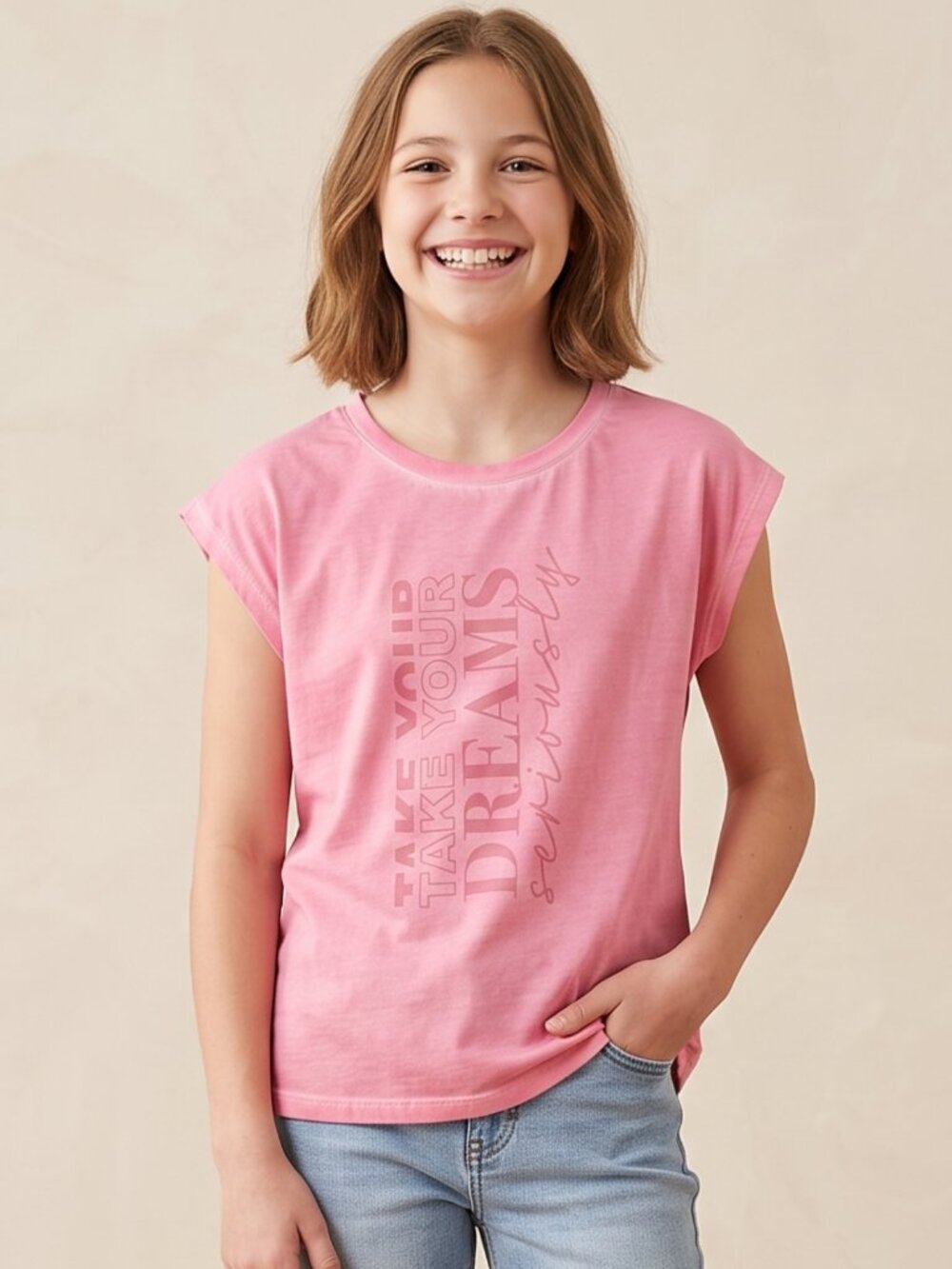 NWT | Hudson Kids Pink Mineral Wash Take Your Dreams Seriously Graphic Tee | 12
